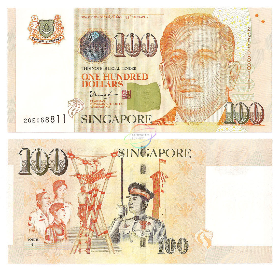 SINGAPORE 100 Dollars w/1 Diamond 2015 / 2016 P-50 UNC