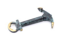 Korkenzieher aus Messing patiniert Anker Form 2tlg. Vintage Länge 12 cm