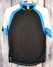 bTwin MTB Cycling Jersey Men's Medium Blue White Rockrider Zip Pockets