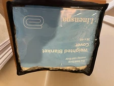 Linenspa Weighted Blanket Cover 36” X 48” Cream/ Gray With Zipper Brand New