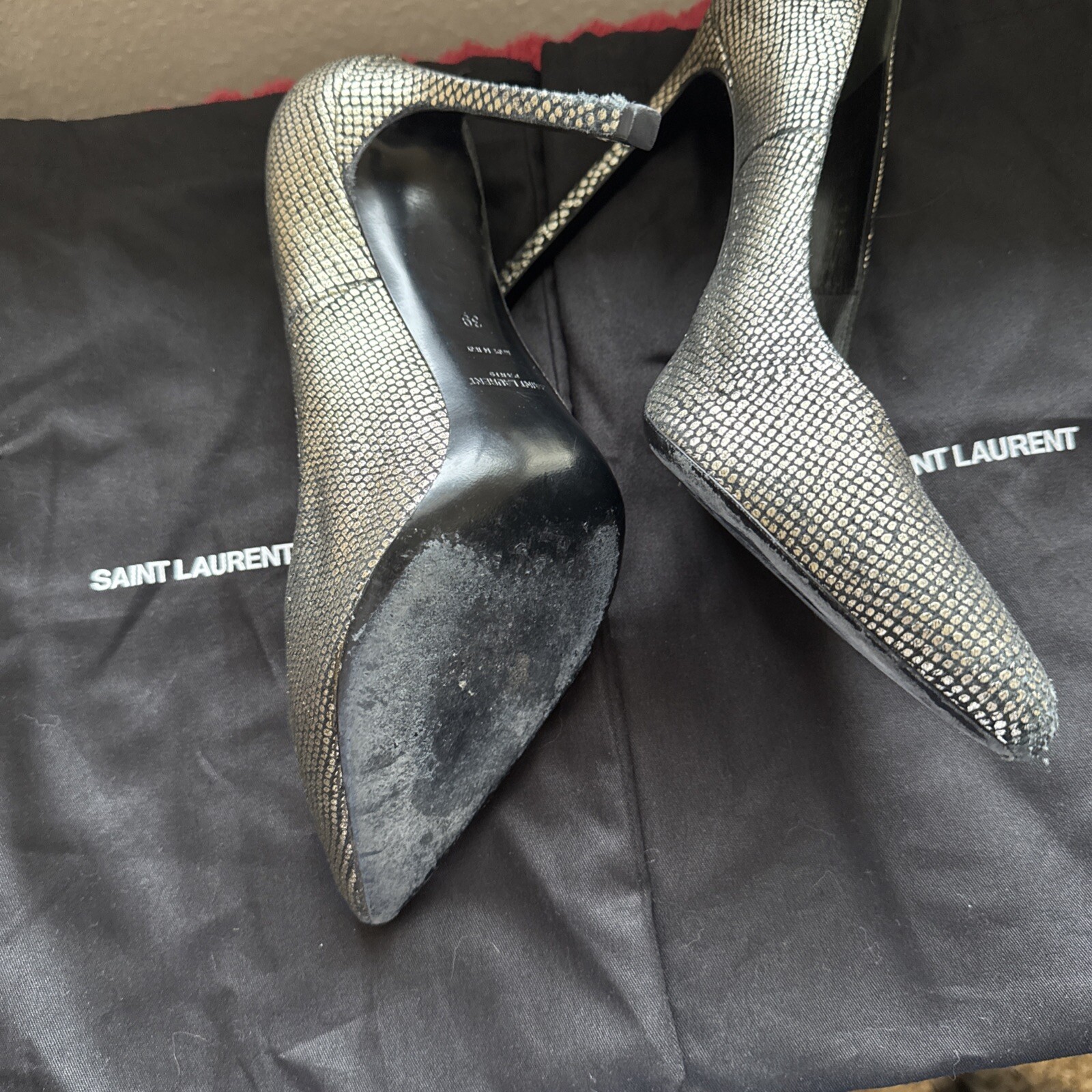 Saint Laurent Paris Notched Python-Embossed Leath… - image 3