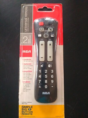 RCA RCRPS02GR Big Button Backlit 2-Device Universal Remote Control