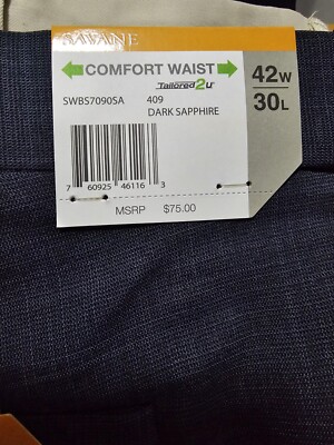 NWT SAVANE Stretch Performance Comfort Waist Easy Care No