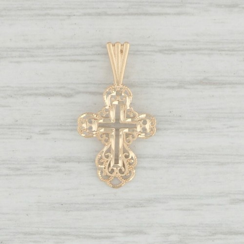 Small Filigree Cross Pendant 14k Yellow 