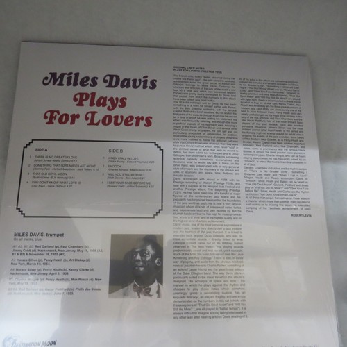 MILES DAVIS-Plays For Lovers (Numbered Edition) (Clear Vinyl)-Vinyl LP-Brand ... - Picture 2 of 2