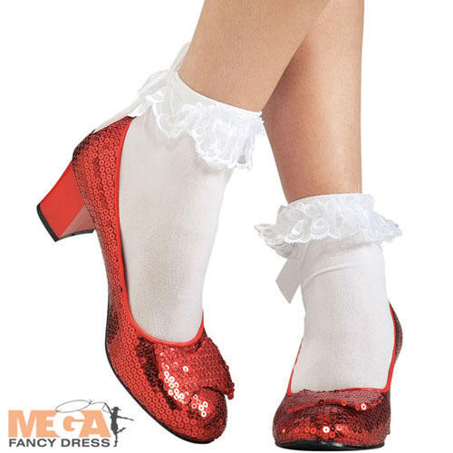 Dorothy Ruby Red Slippers Shoes Fancy Dress Wizard of Oz Ladies Costume Shoes