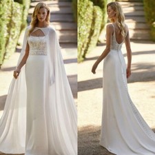 Luxury Mermaid Wedding Dresses Spaghetti Straps Backless with Shawls Bridal Gown