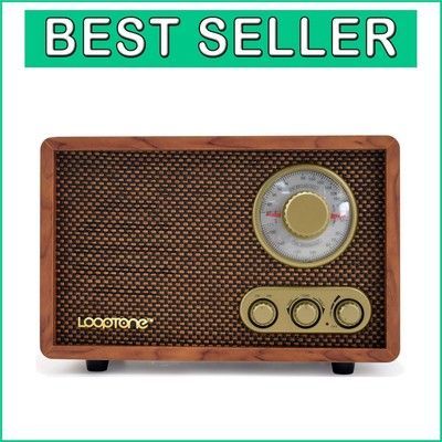Compact Bluetooth Brown Radio - Timeless Retro Style with Easy Rotary Controls