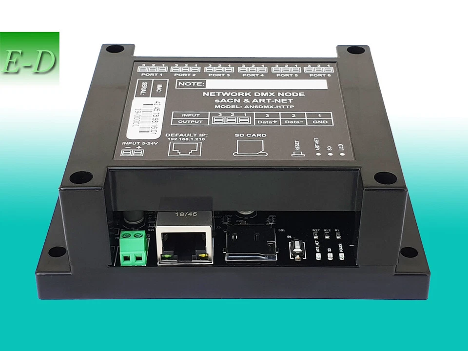 Art-Net to DMX sACN DMX, ArtNet 6 output & input ports ArtNet Ethernet, AN6DMX2E - Image 3 of 4