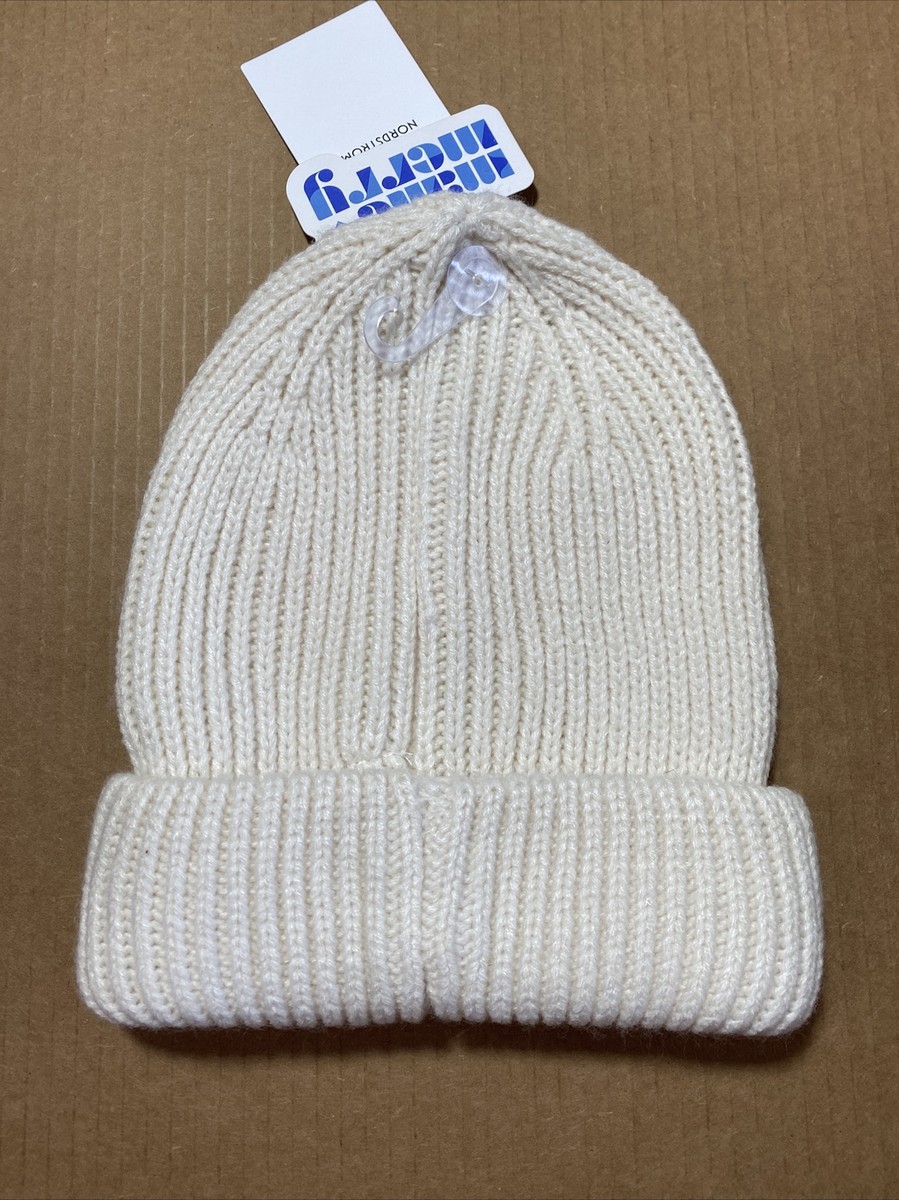 Make Merry Ivory Cashmere Pom Hat Ivory Cream Real Fur Pom Pom Hat 100% Cashmere Ribbed Knit  main image 4