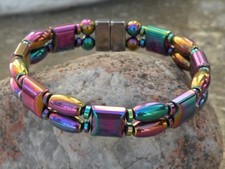 Men  s Women  s 100 Magnetic Rainbow Hematite BRACELET ANKLET 2 Row