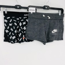 Nike Lot of 2 Girls Black  Gray Cotton  Polyester Dri-Fit Active Shorts Size L
