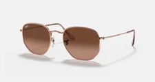 Ray-Ban Hexagonal Flat Sunglasses - Copper Frame with Brown Gradient Lens 