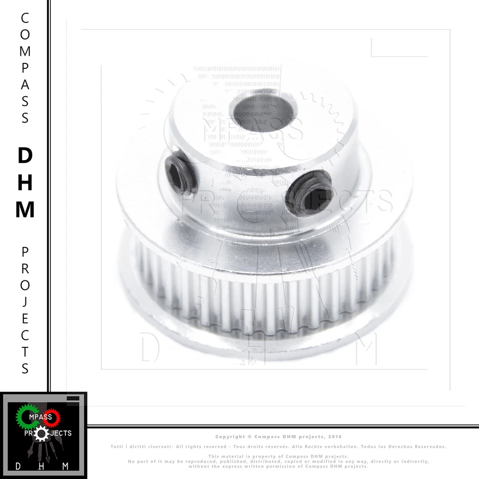 SENZA MARCA Puleggia GT2 36 denti in alluminio foro Ø 5mm - 36 teeth GT2 pulley aluminum