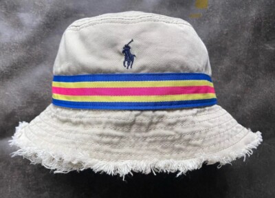 Y2K Polo Ralph Lauren 90s Bucket Hat Solid Khaki Distressed Edges