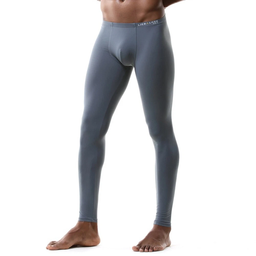 Hot Mens Tight Fit Pants Ice Silk Johns Leggings Fit Underwear