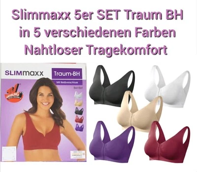 SLIMMAXX 5er SET Damen BH mit Reißverschluss Sport BH 5Farben Nahtlos M, L, XL, XXL