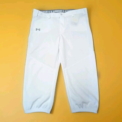 Under Armour Youth Girls Softball Sport Pants White Size XL Heat Gear NWT Logo