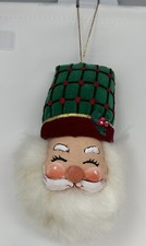 Christmas Ornament Santa Face Painted Fabric