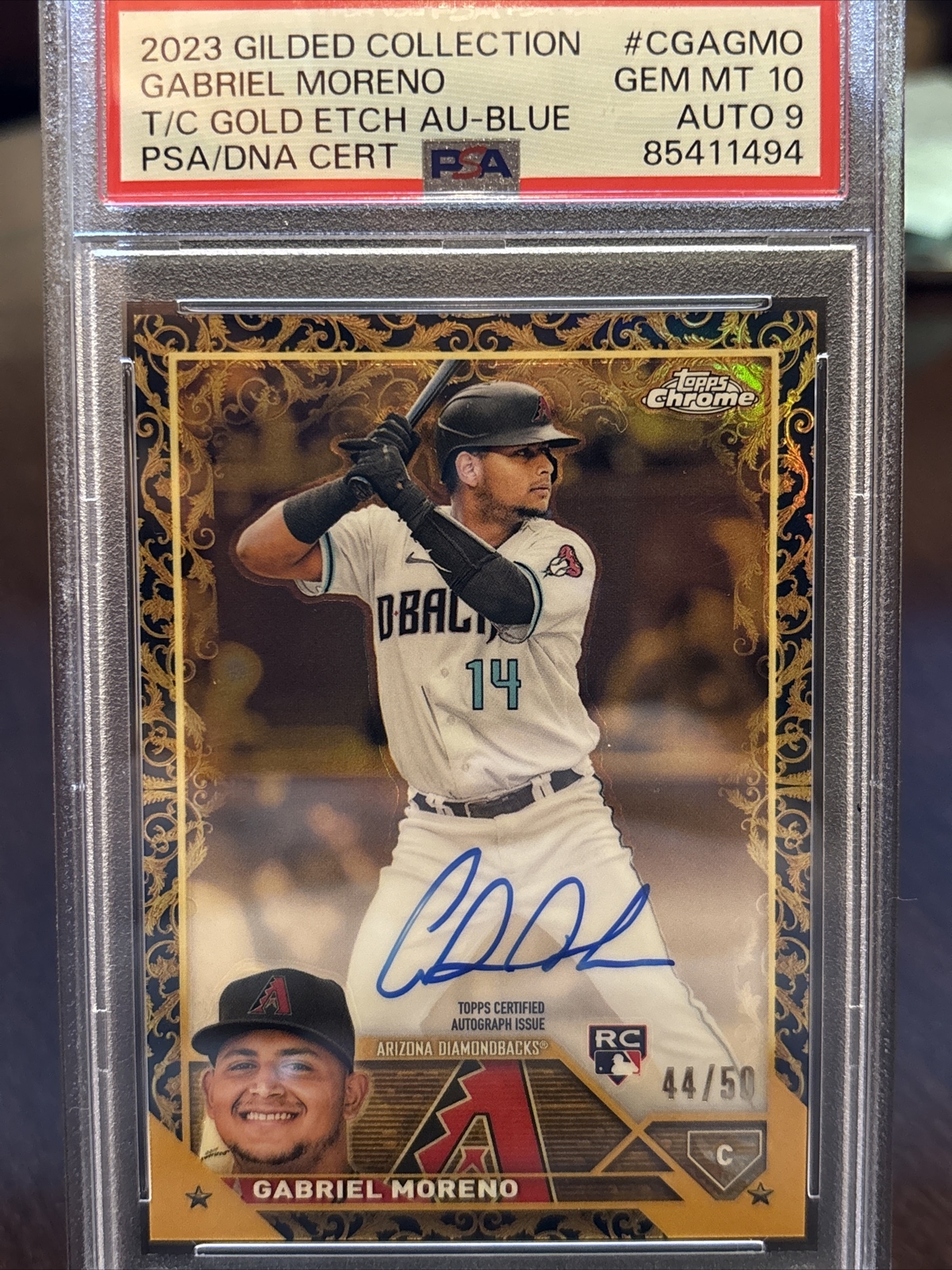 2023 Topps Gilded Gold Etch Blue Auto /50 PSA 10 RC Rookie GEM MINT