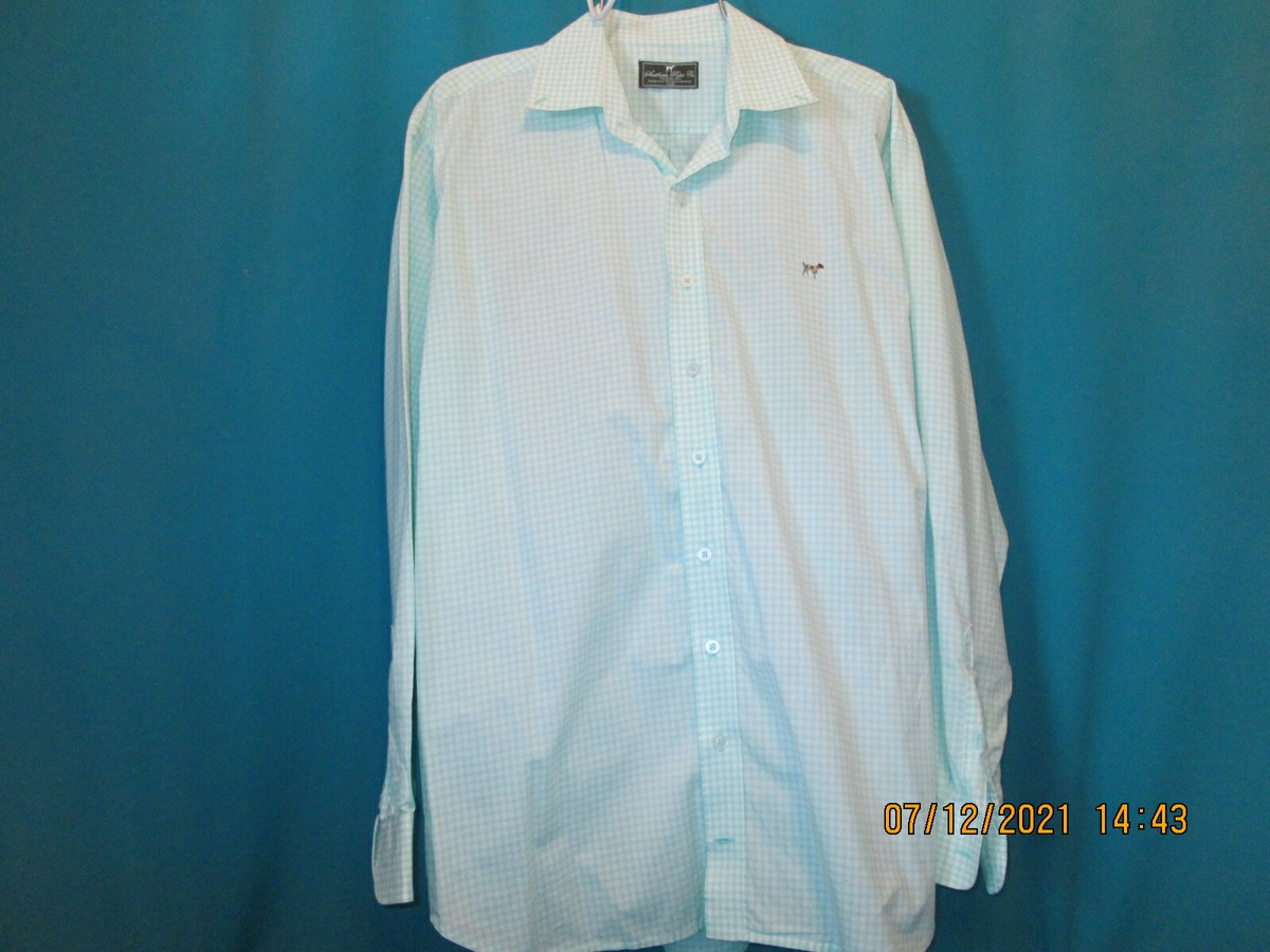 SOUTHERN POINT Co Green & White Check Long Sleeve Button Down Shirt 100%  Cotton