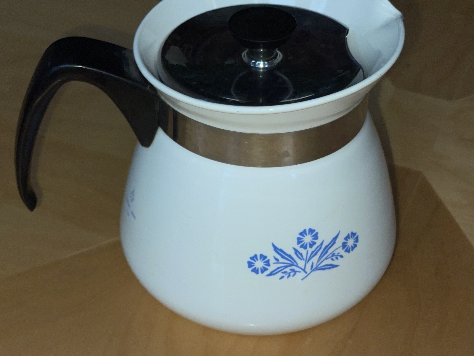 Corning Ware Coffee Teapot Cornflower Blue Kettle 2 QT 8 Cup With Metal