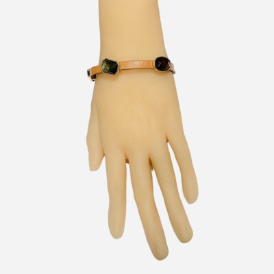 Chicos Jeweled Bangle Bracelet Multicolor Faceted Gem Magnetic