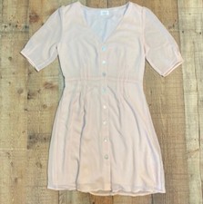 Wilfred Aritzia Freya Light Pink Button Front V-Neck Mini Dress Size 4