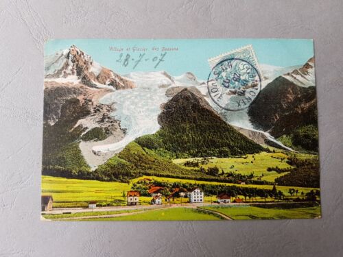 CPA / Carte postale ancienne - (CHAMONIX) Village et Glacier des Bossons (74) - Foto 1 di 12