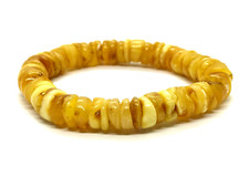 AMBER BRACELET Gift Egg Yolk Yellow Baltic Amber Beads Ladies Jewelry 11g 12577