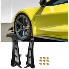 Front XL Extended Splash Guards Mud Flaps For Corvette C8 Z06 &E-RAY Gloss Black