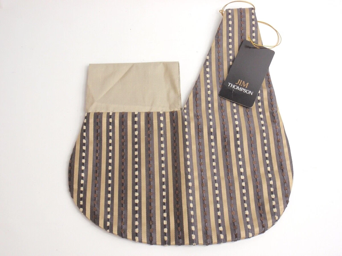 Small Silk Opera Purse Handbag Gold Grey Gray Jim Thompson 11x7