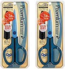 2 Sets Plus Scissors Fit Cut Curve Premium Titanium Blue 34-551 from Japan