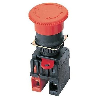 Omron A22e-M-02 Emergency Stop Push Button, 22 Mm, 2Nc, Red