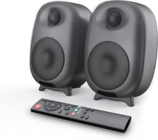 Bookshelf speakers with Bluetooth 5.0 and wired optical line-in port