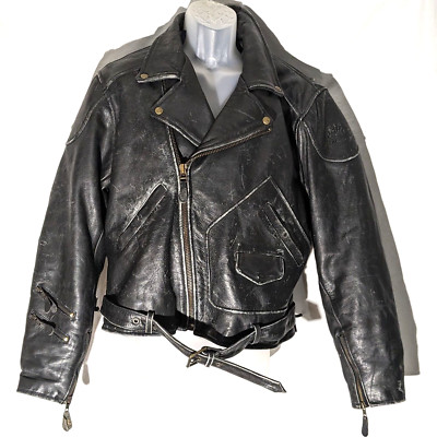 Easyriders Leather Motorcycle Jacket XL Belted Moto Armor