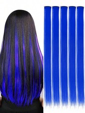 5pcs 20 Inch Royal Blue Straight Synthetic Clip-In Hair Extensions
