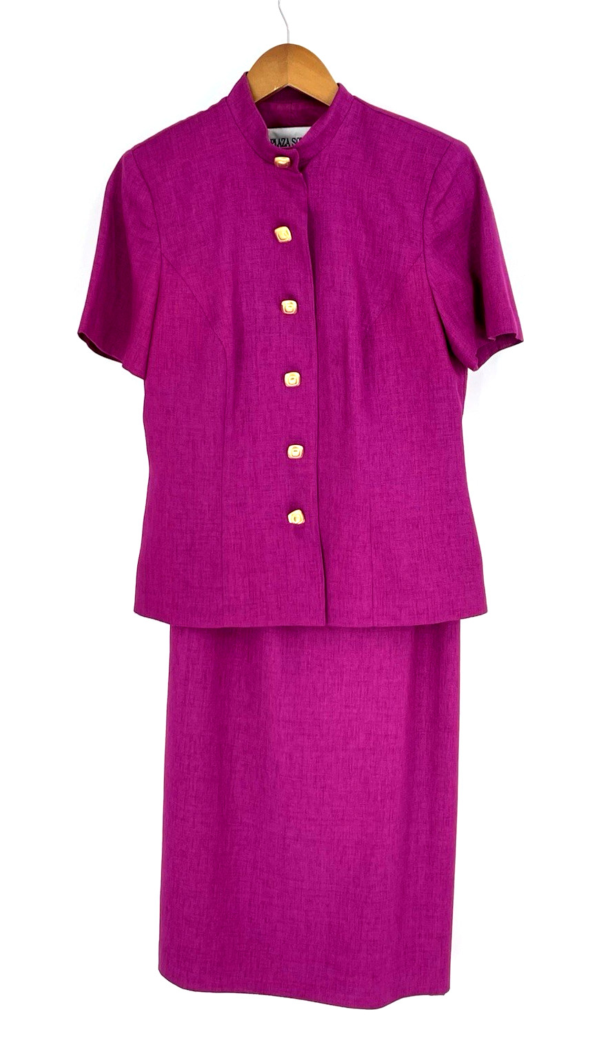 Plaza South Womens 2 Piece Skirt Suit Magenta Jacket and Ski