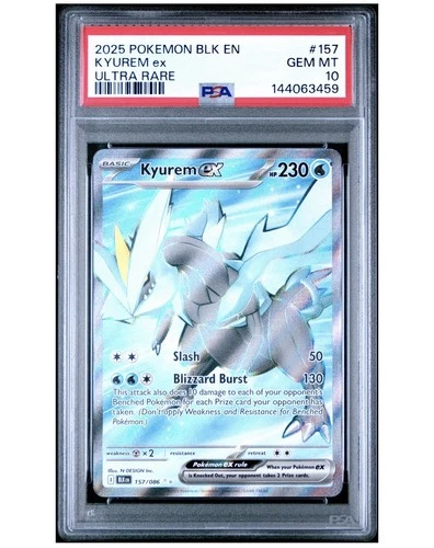 2025 POKEMON BLK EN-BLACK BOLT ULTRA RARE #157 KYUREM EX PSA 10