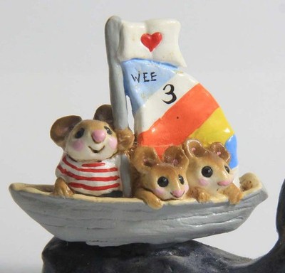 Wee Forest Folk Land Ho! ~ Retired ~ Sailboat Whale Heart Flag Sea Land Ho