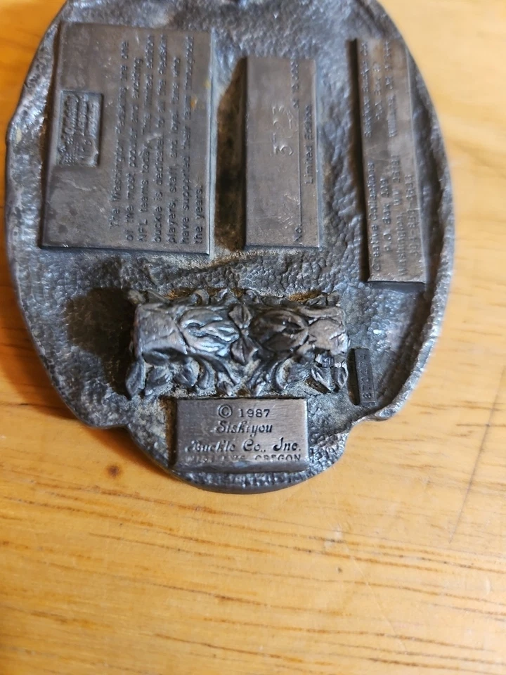 Hebilla de cinturón vintage de los Washington Redskins Siskiyou estaño 1987 #3723/10000 limitada Foto 4 de 4