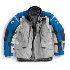 Men's Blue & Gray BMW Motorrad Rallye Motorcycle Jacket Cowhide Leather Jacket