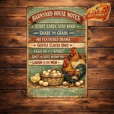 Chicken Coop Rules Funny Farmhouse Humorous Tin Sign 8x12 Vintage Decor