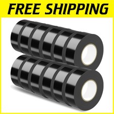 12 Pack Black Electrical Tape - Waterproof  Flame Retardant