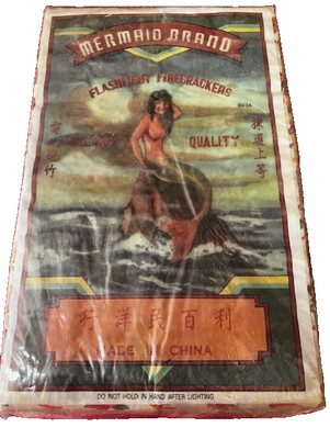 Vintage Mermaid Brand Firework Firecracker Brick Label 80/16s  1990's era