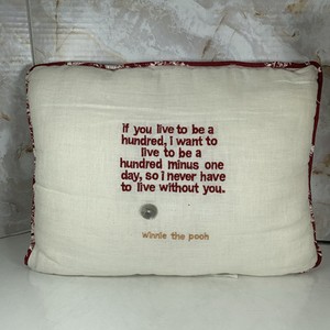 Winnie The Pooh Embroidered Quote Decorative Pillow 10” X 14” Off White
