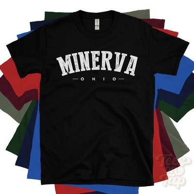 MINERVA OHIO T-SHIRT Stark USA Retro Uni College Style Heimatstadt Geschenkidee