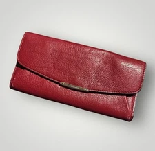 COACH Red Madison Leather Slim Envelope Wallet