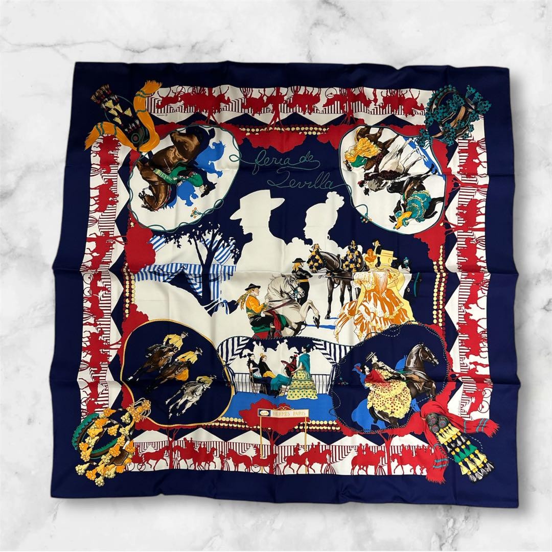 HERMES エルメス feria de sevilla カレ90 HERMES エルメス スカーフ カレ90 Feria de Sevilla セビリアの
