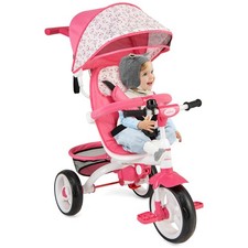 Costway 4-In-1 Kids Baby Stroller Tricycle Detachable Toy Bike w/ Canopy Basket